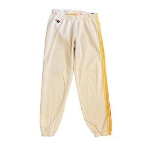 Aviator Nation Sweatpants Size Medium Retro USA Made cream